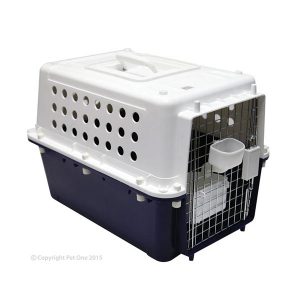 air line approved blue and white pet carrier